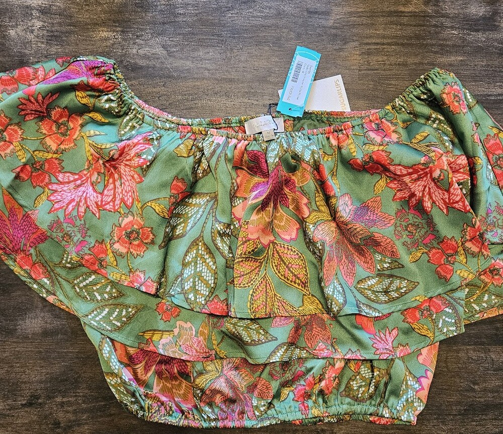 SUGARLIPS Nadine One Shoulder Ruffle Blouse 🌺 NWT | Size M